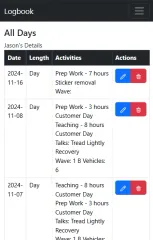 Logbook screenshot