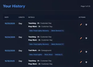 Logbook screenshot